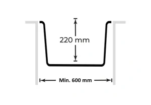 Side view technical drawing showing S003 bowl depth of 365 x 540 mm