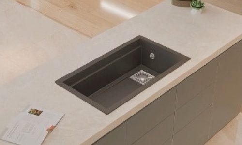 Flush mount installation of A004 granite sink – seamless modern countertop integration